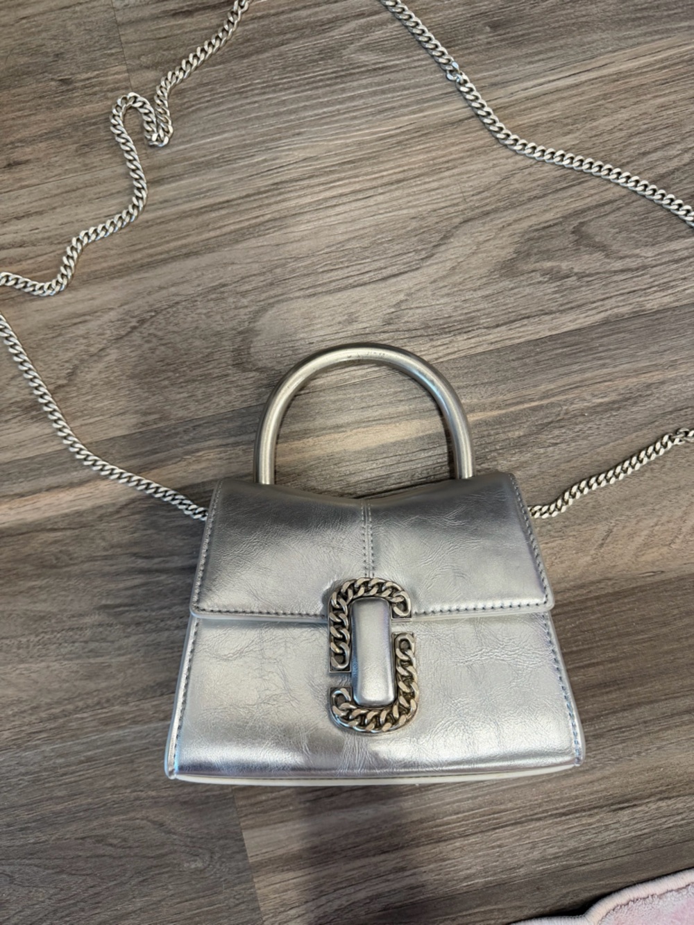 Marc Jacobs Metallic Silver Top-Handle Shoulder Bag